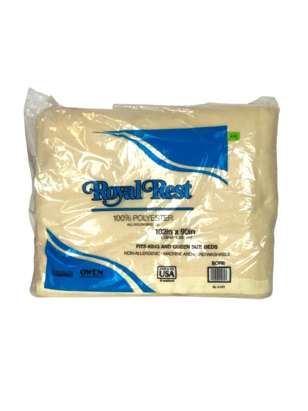 Vintage Royal Rest Polyester Blanket Satin Trim King Queen Bone Made in USA